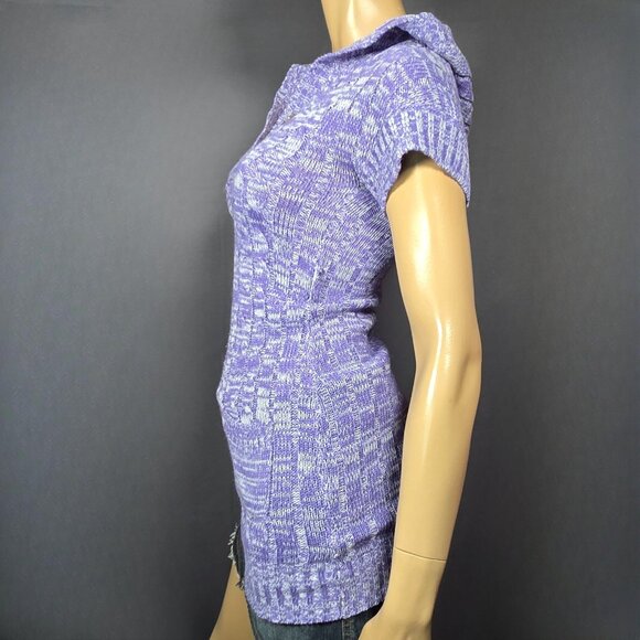 Y2K Purple Hooded Sweater Cap sleeves Size XS Pockets Grunge Fairy 2000s - Picture 9 of 9